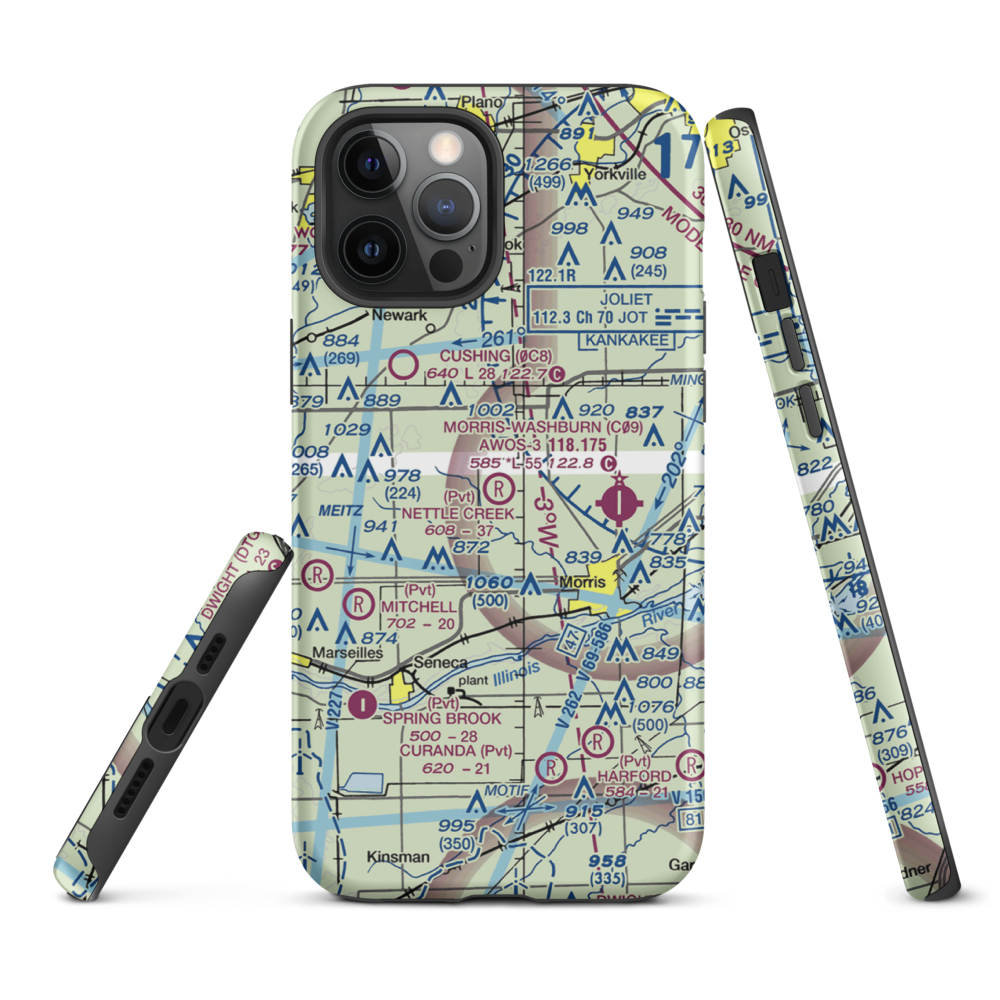 Nettle Creek Landings Airport (IL68) VFR Sectional  Tough iPhone Case iPhone 12 Pro Max model shown