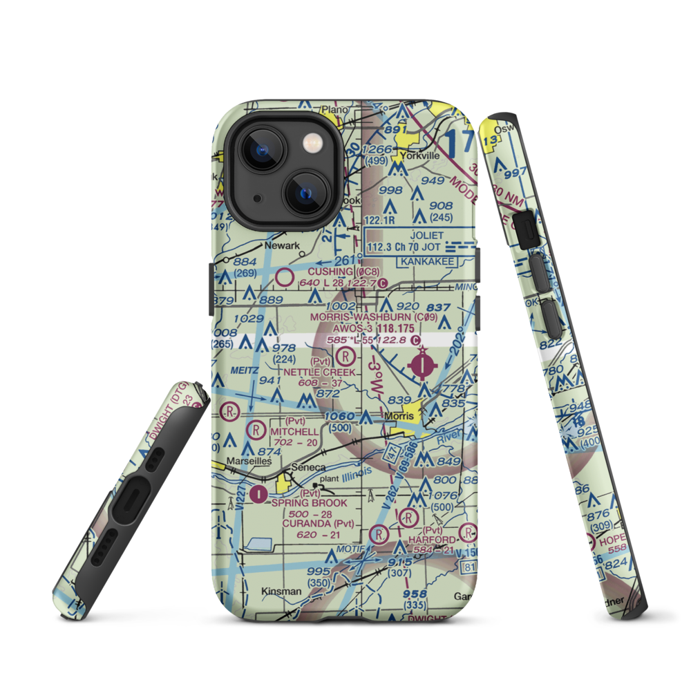 Nettle Creek Landings Airport (IL68) VFR Sectional  Tough iPhone Case iPhone 13 model shown