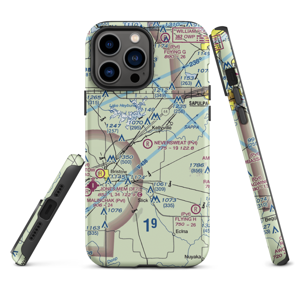 Neversweat Airport (1OK0) VFR Sectional  Tough iPhone Case iPhone 13 Pro Max model shown