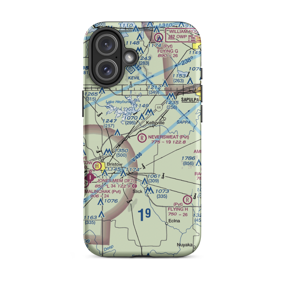 Neversweat Airport (1OK0) VFR Sectional  Tough iPhone Case iPhone 16 Plus model shown