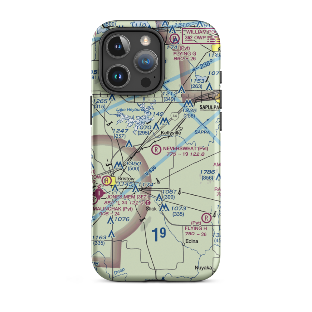 Neversweat Airport (1OK0) VFR Sectional  Tough iPhone Case iPhone 16 Pro Max model shown