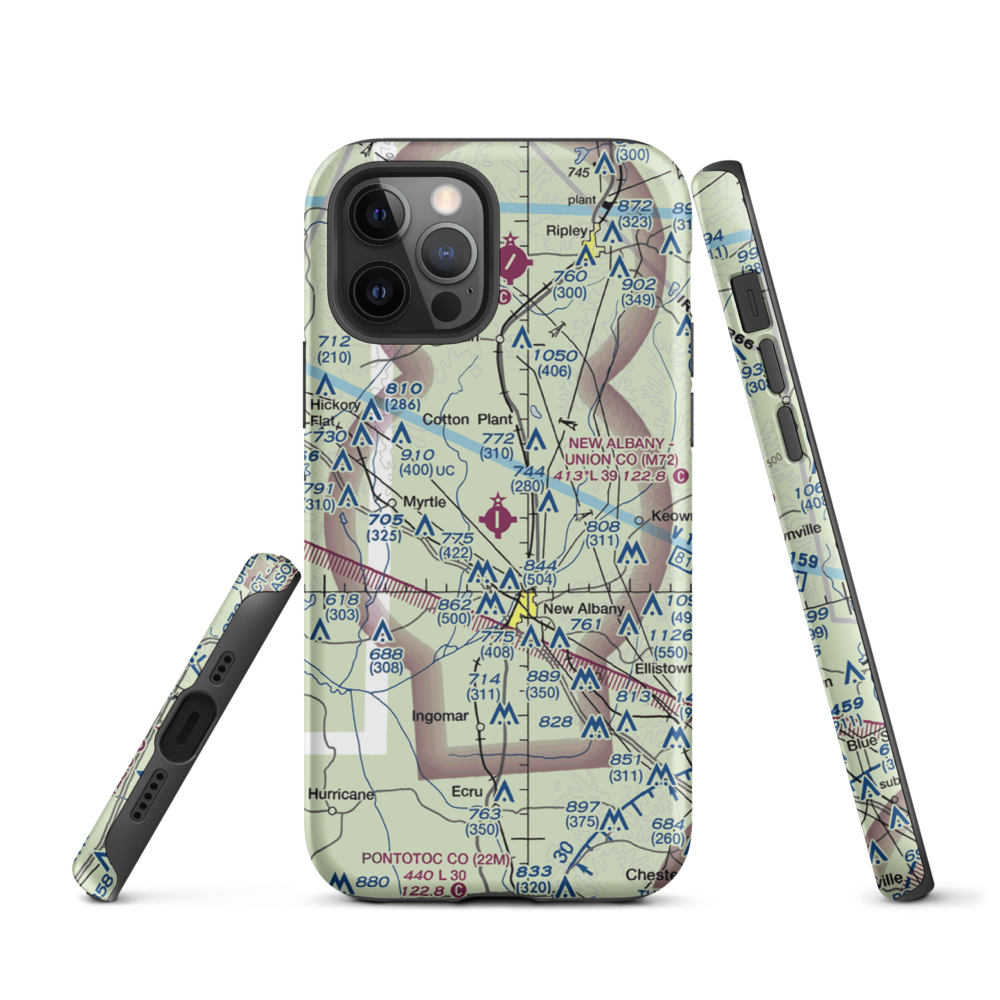 New Albany Union County Airport (M72) VFR Sectional  Tough iPhone Case iPhone 12 Pro model shown