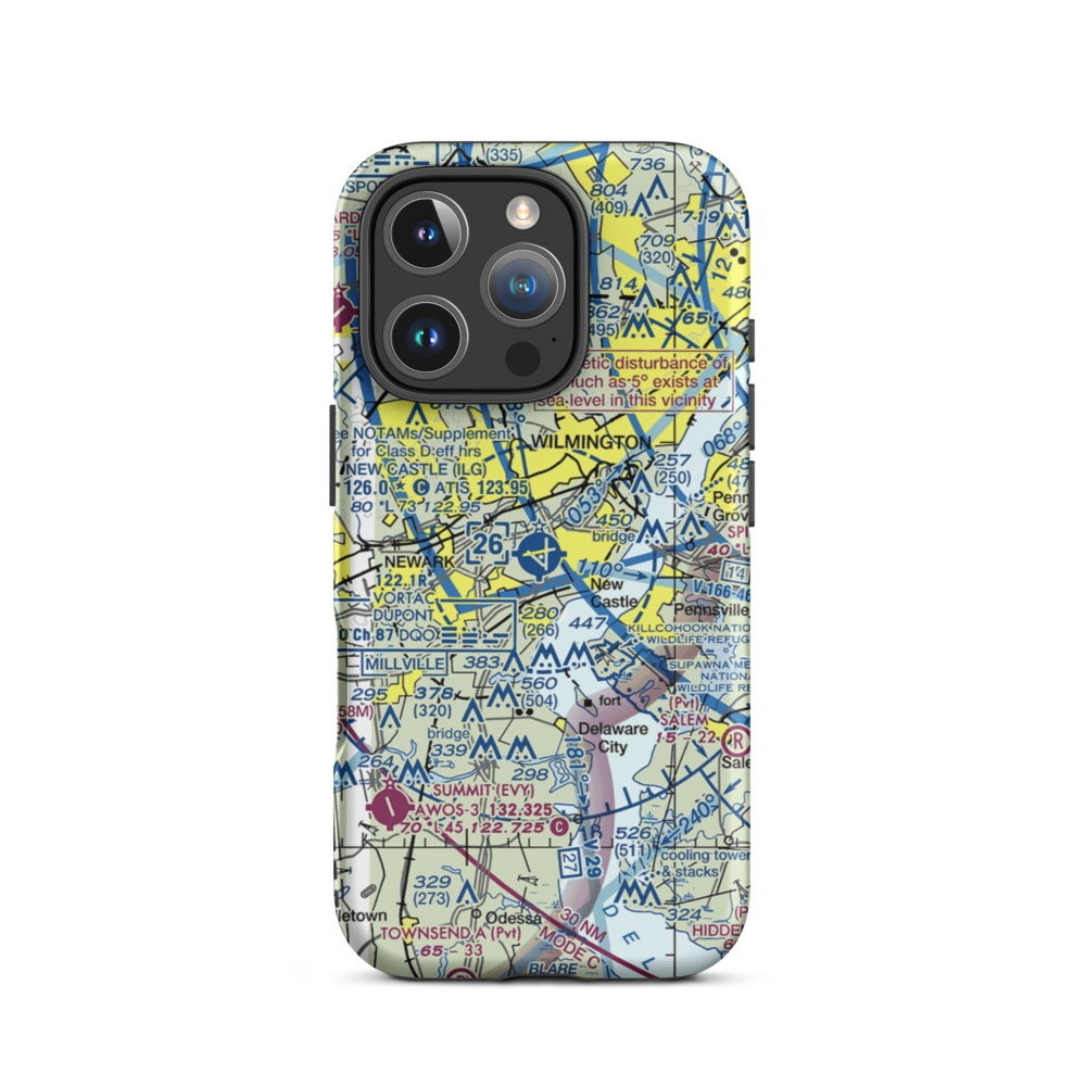 New Castle Airport (ILG) VFR Sectional  Tough iPhone Case iPhone 16 Pro model shown