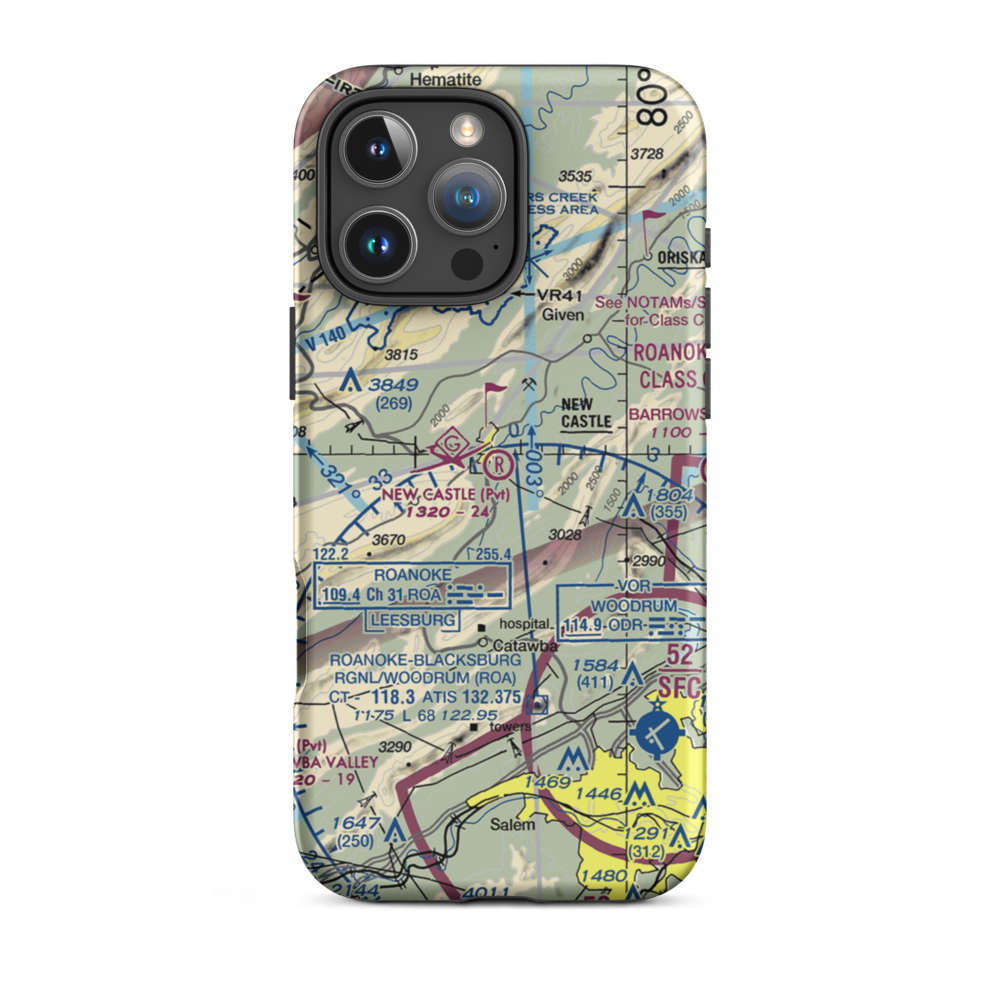 New Castle International Airport (VA85) VFR Sectional  Tough iPhone Case iPhone 16 Pro Max model shown