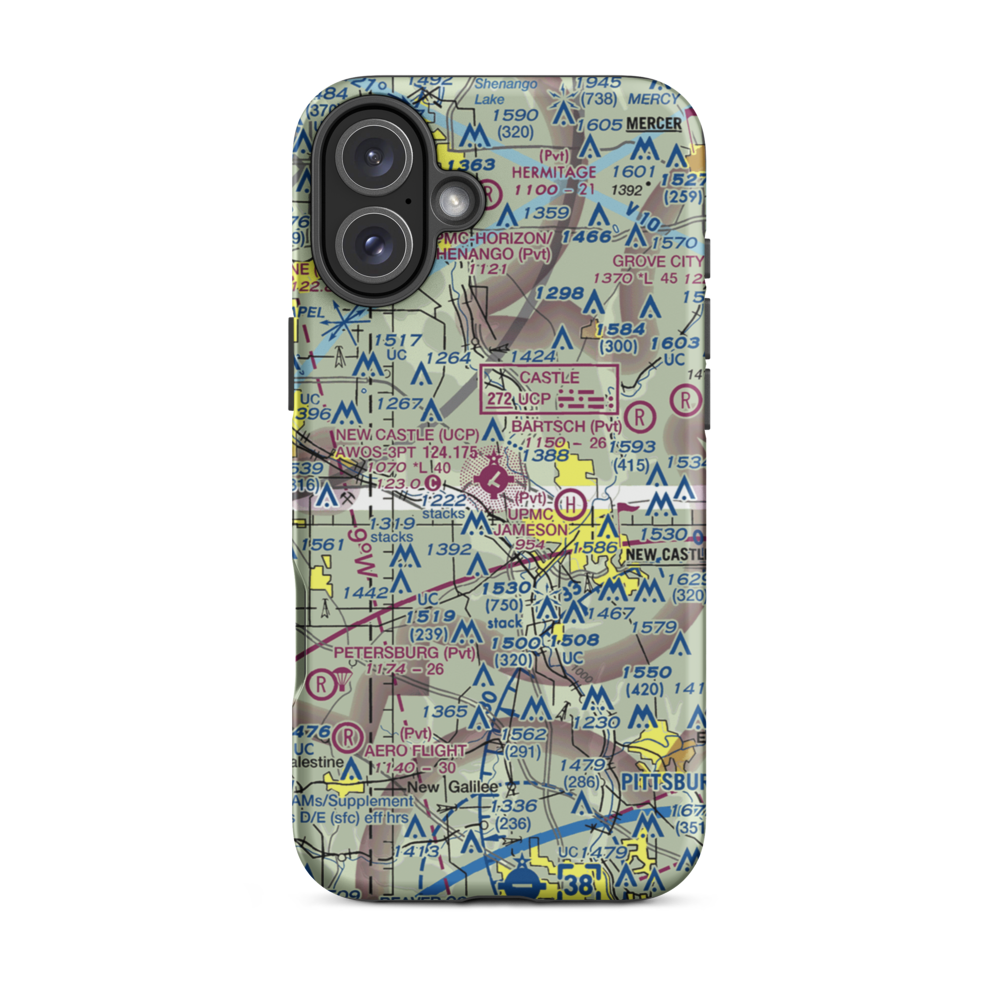 New Castle Municipal Airport (UCP) VFR Sectional  Tough iPhone Case iPhone 16 Plus model shown