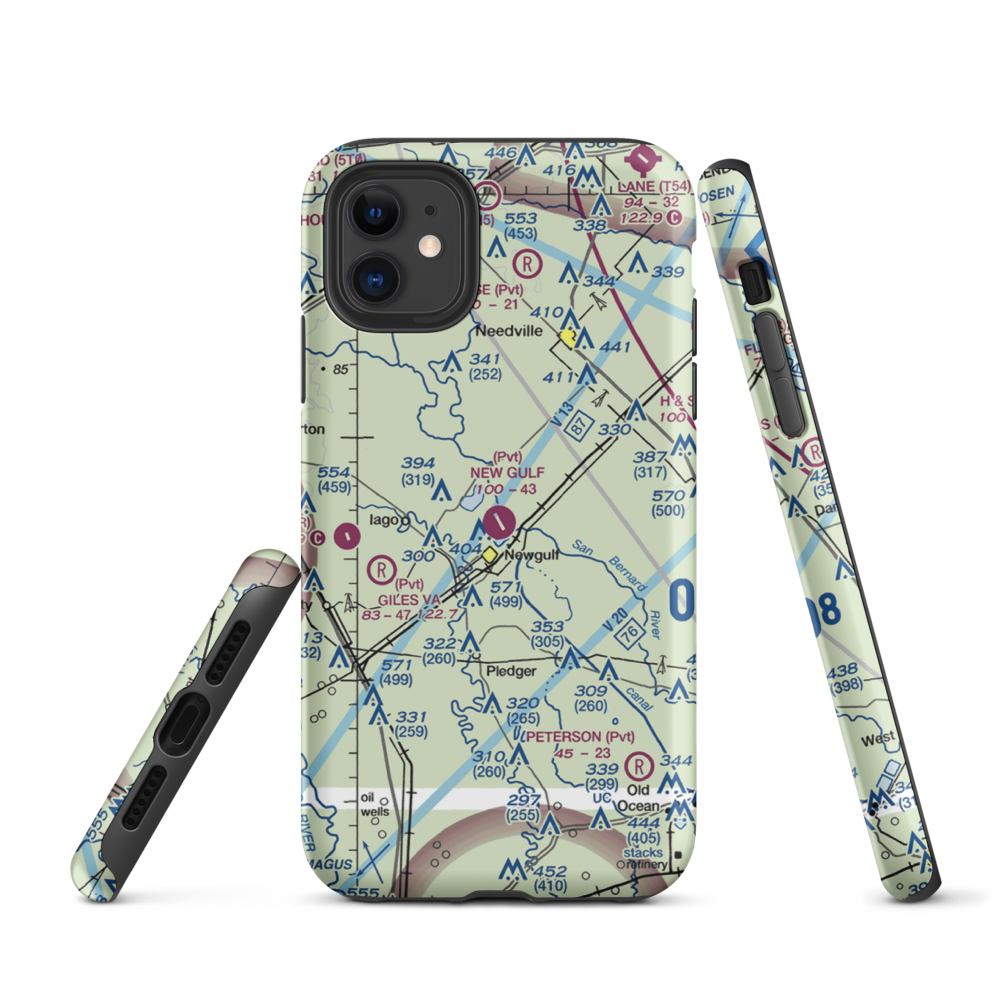 New Gulf Airport (T17) VFR Sectional  Tough iPhone Case iPhone 11 model shown