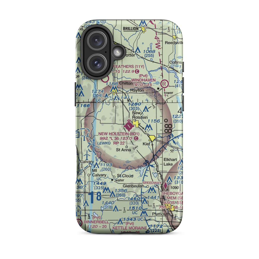 New Holstein Municipal Airport (8D1) VFR Sectional  Tough iPhone Case iPhone 16 Plus model shown