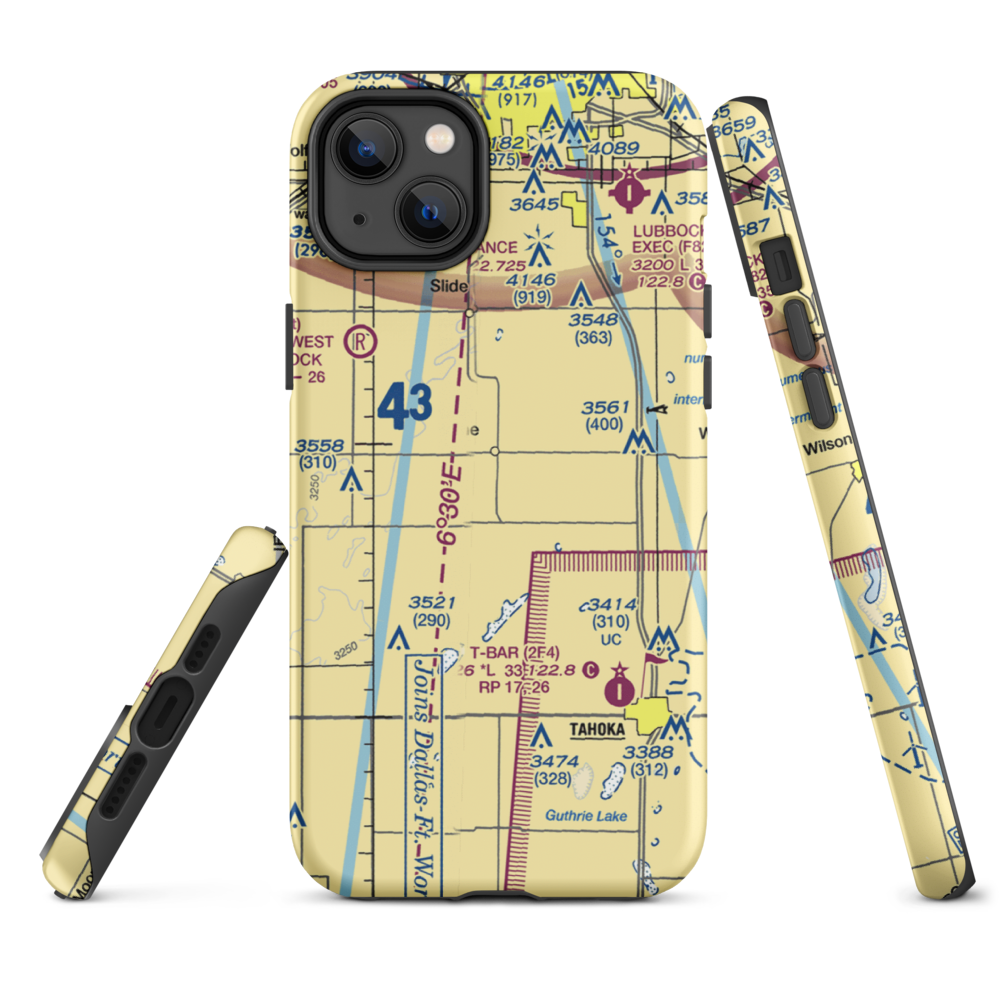 New Home Airport (TX01) VFR Sectional  Tough iPhone Case iPhone 14 Plus model shown