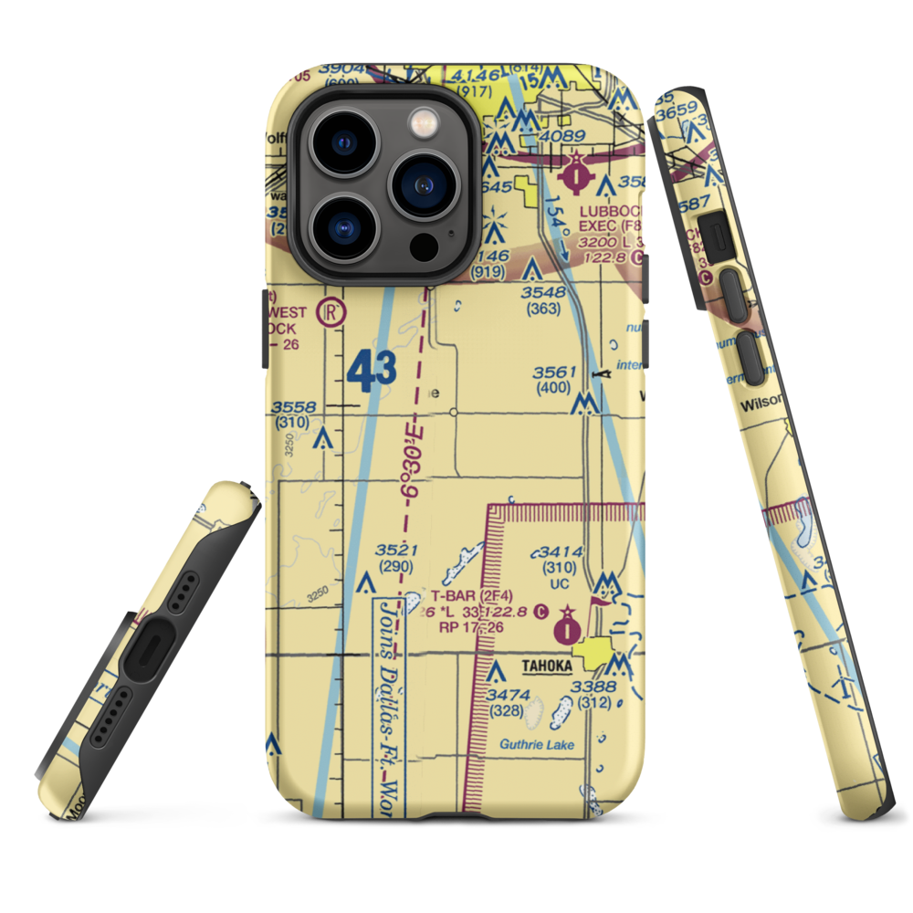 New Home Airport (TX01) VFR Sectional  Tough iPhone Case iPhone 14 Pro Max model shown
