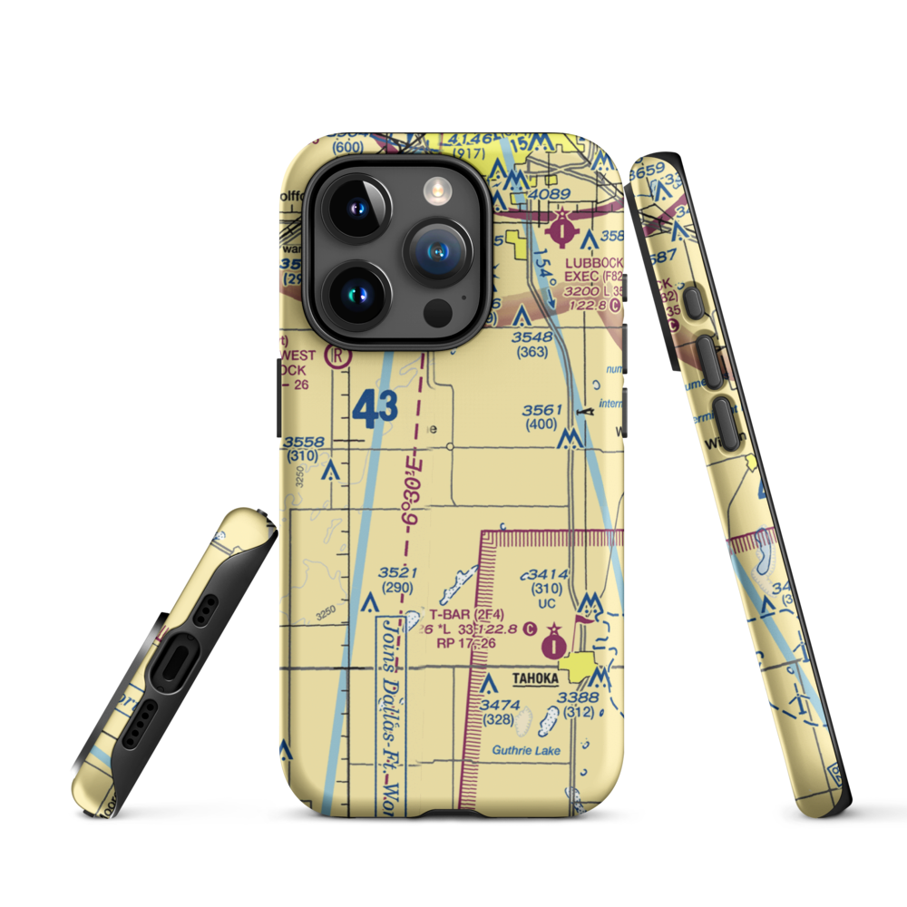 New Home Airport (TX01) VFR Sectional  Tough iPhone Case iPhone 15 Pro model shown