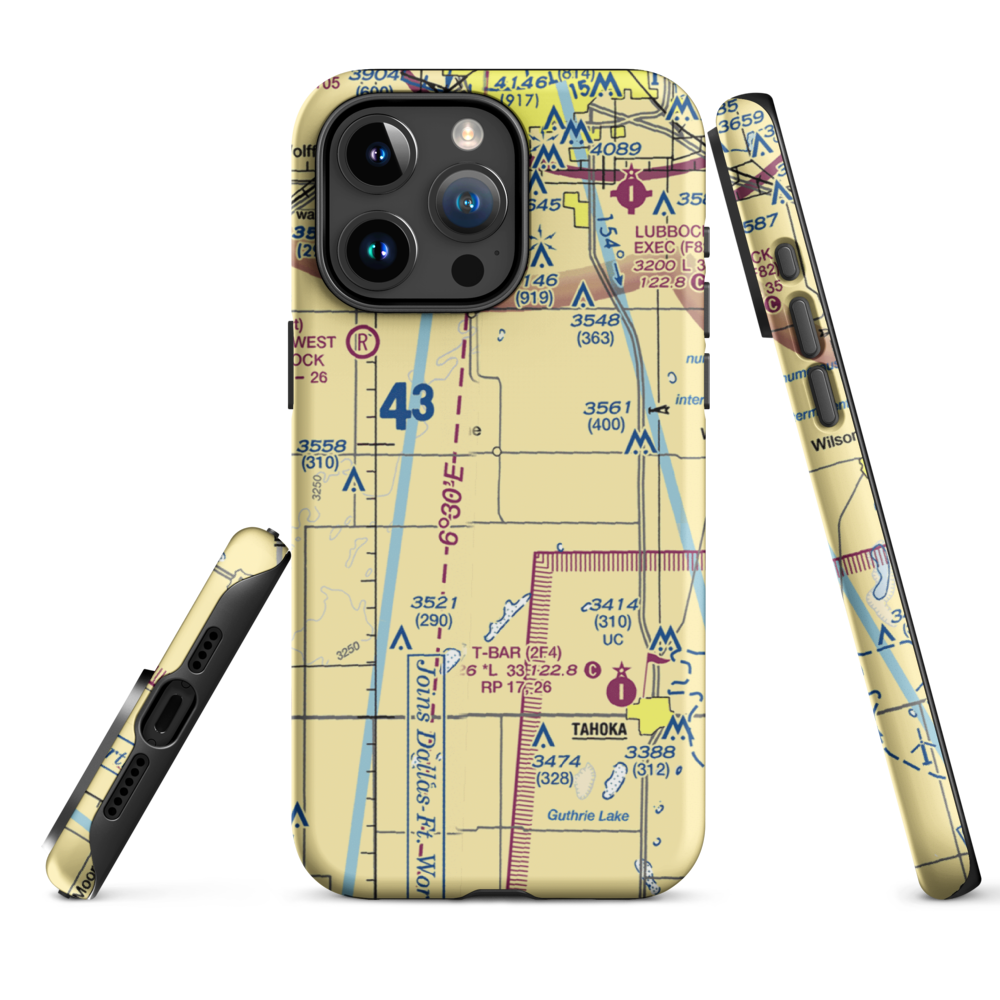 New Home Airport (TX01) VFR Sectional  Tough iPhone Case iPhone 15 Pro Max model shown