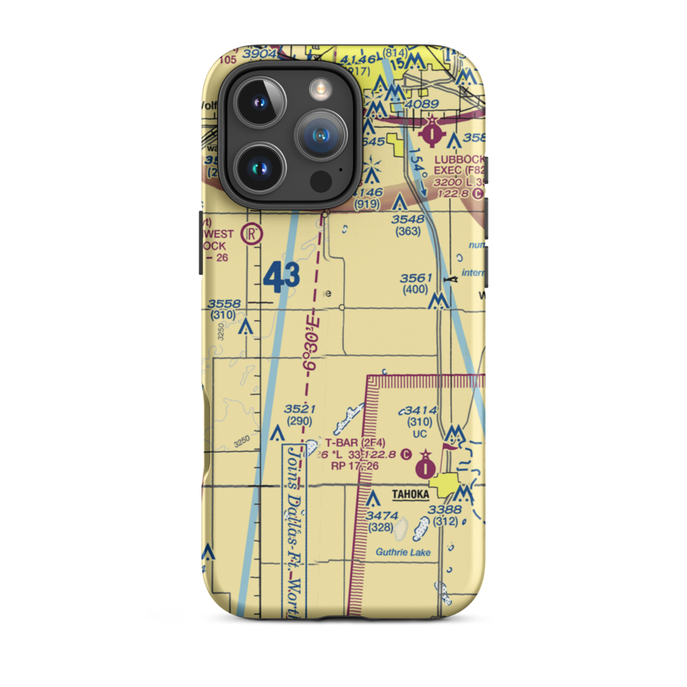 New Home Airport (TX01) VFR Sectional  Tough iPhone Case iPhone 16 Pro Max model shown