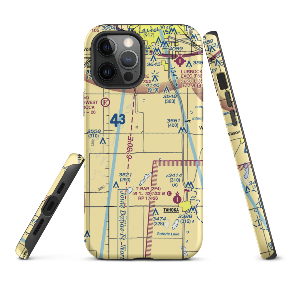 New Home Airport (TX01) VFR Sectional  Tough iPhone Case iPhone 12 Pro Max model shown