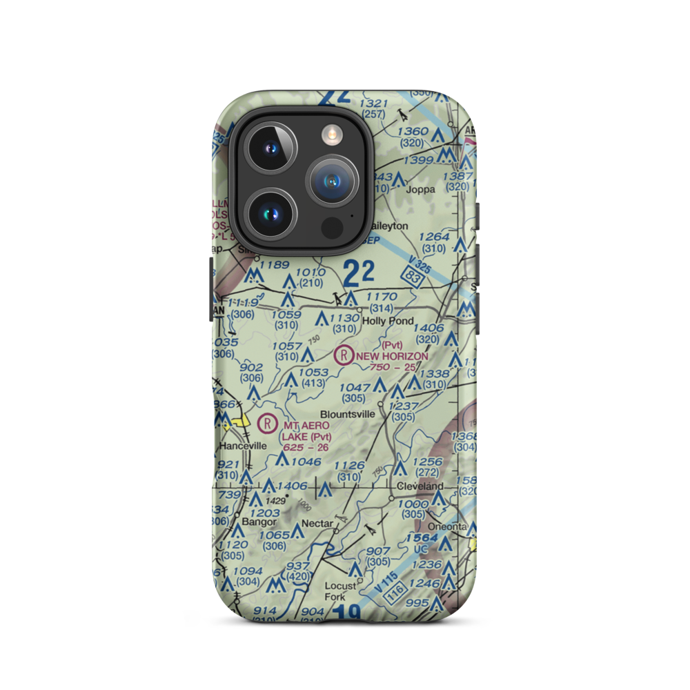 New Horizon Airport (AL29) VFR Sectional  Tough iPhone Case iPhone 16 Pro model shown