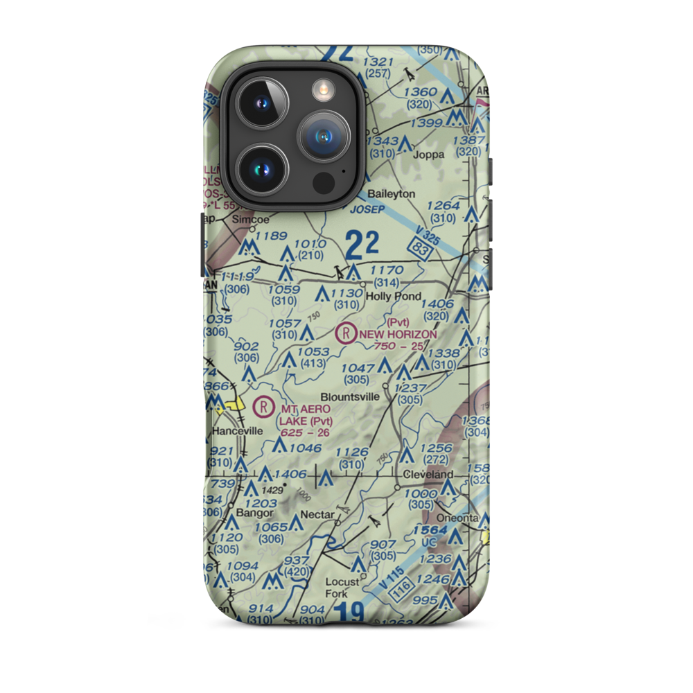 New Horizon Airport (AL29) VFR Sectional  Tough iPhone Case iPhone 16 Pro Max model shown