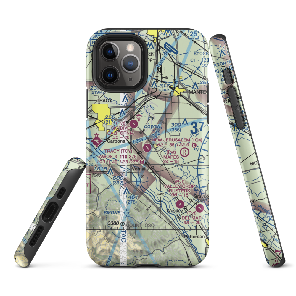 New Jerusalem Airport (1Q4) VFR Sectional  Tough iPhone Case iPhone 11 Pro model shown
