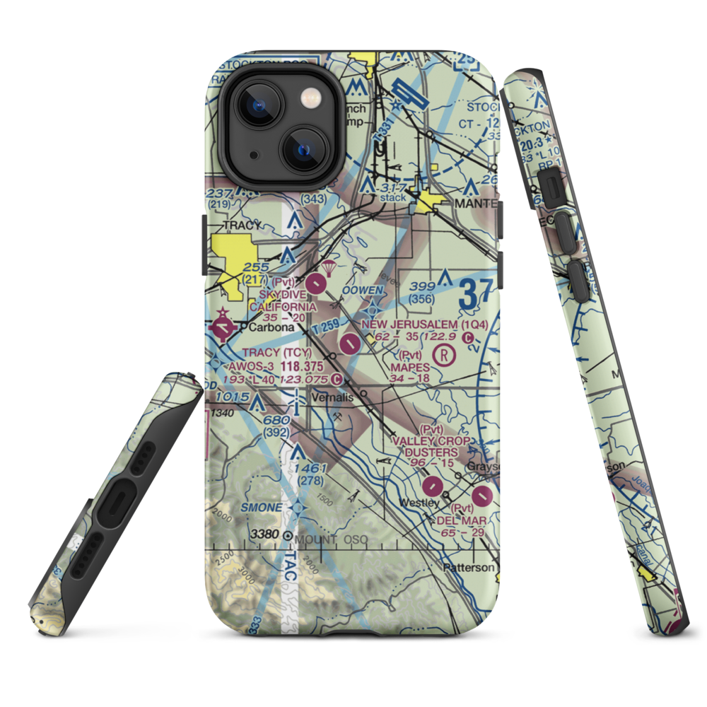 New Jerusalem Airport (1Q4) VFR Sectional  Tough iPhone Case iPhone 14 Plus model shown