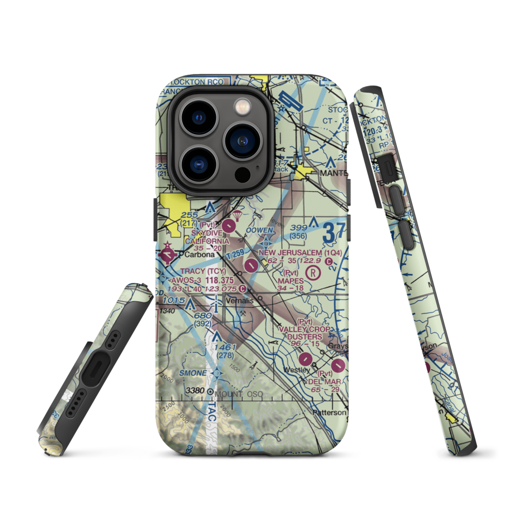 New Jerusalem Airport (1Q4) VFR Sectional  Tough iPhone Case iPhone 14 Pro model shown