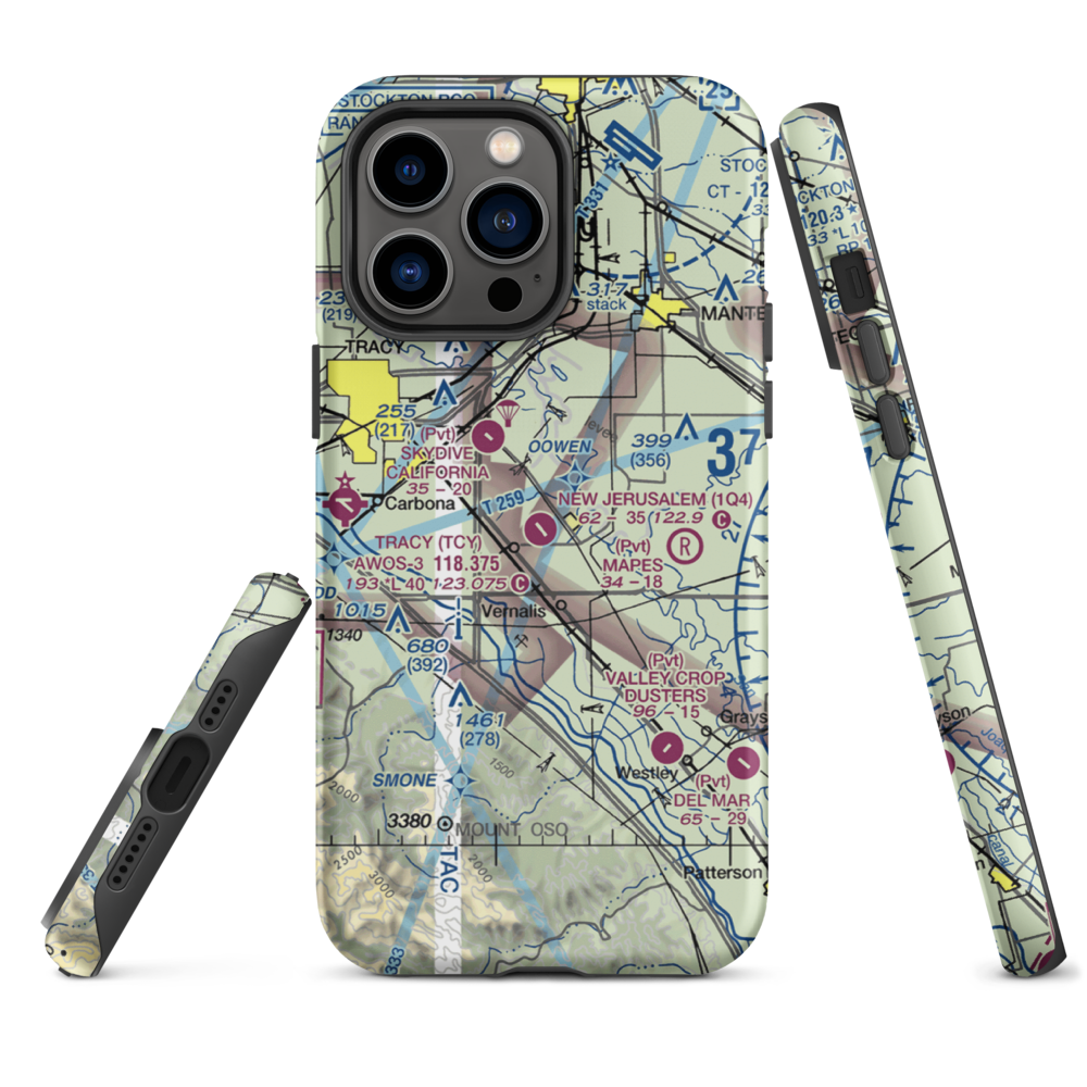 New Jerusalem Airport (1Q4) VFR Sectional  Tough iPhone Case iPhone 14 Pro Max model shown
