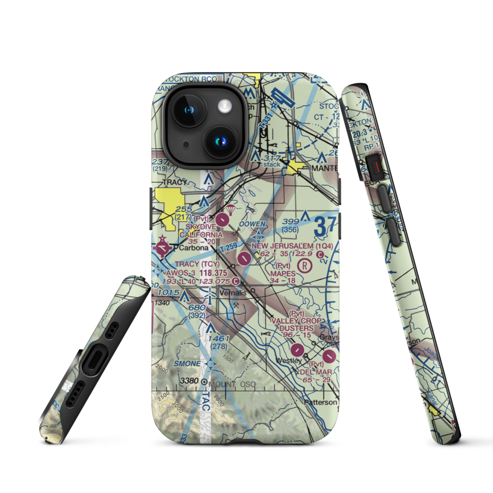 New Jerusalem Airport (1Q4) VFR Sectional  Tough iPhone Case iPhone 15 model shown