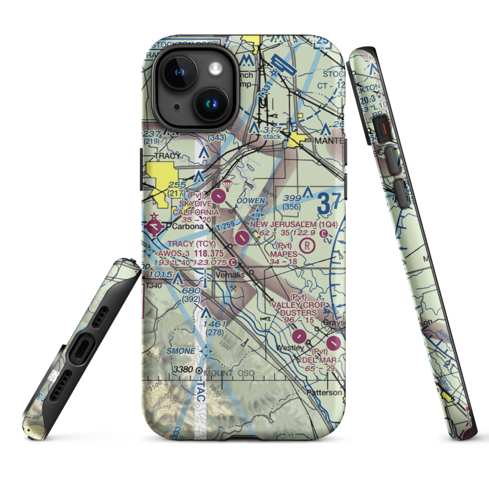 New Jerusalem Airport (1Q4) VFR Sectional  Tough iPhone Case iPhone 15 Plus model shown