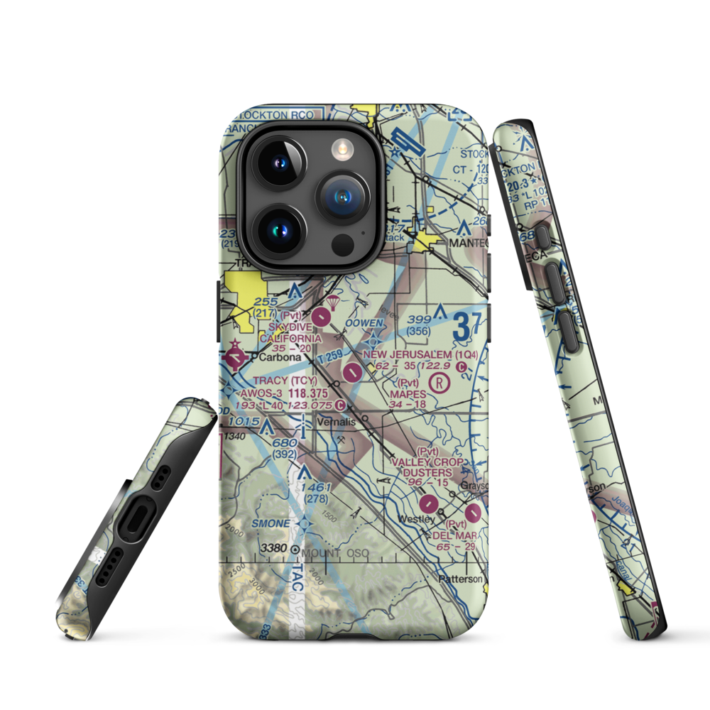 New Jerusalem Airport (1Q4) VFR Sectional  Tough iPhone Case iPhone 15 Pro model shown