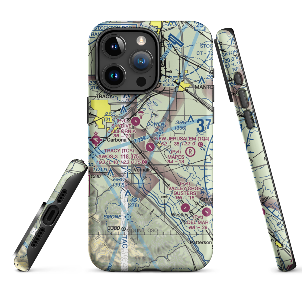 New Jerusalem Airport (1Q4) VFR Sectional  Tough iPhone Case iPhone 15 Pro Max model shown