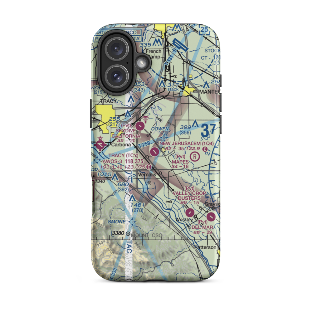 New Jerusalem Airport (1Q4) VFR Sectional  Tough iPhone Case iPhone 16 Plus model shown