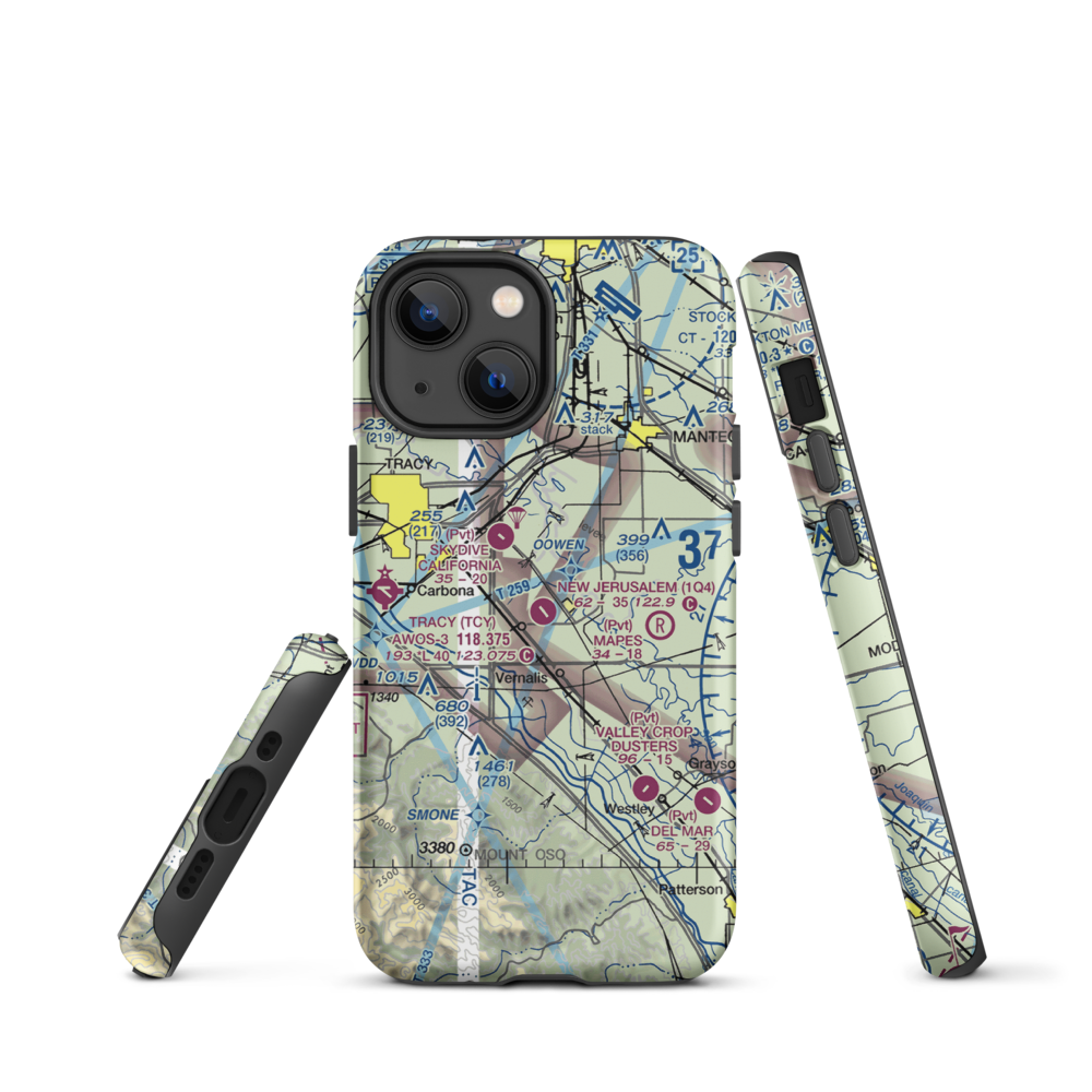 New Jerusalem Airport (1Q4) VFR Sectional  Tough iPhone Case iPhone 13 mini model shown
