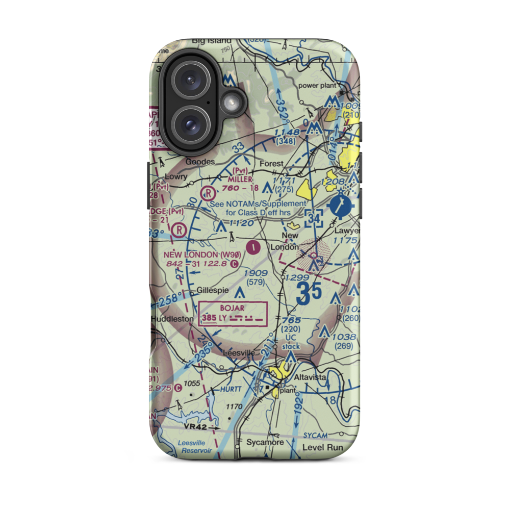 New London Airport (W90) VFR Sectional  Tough iPhone Case iPhone 16 Plus model shown