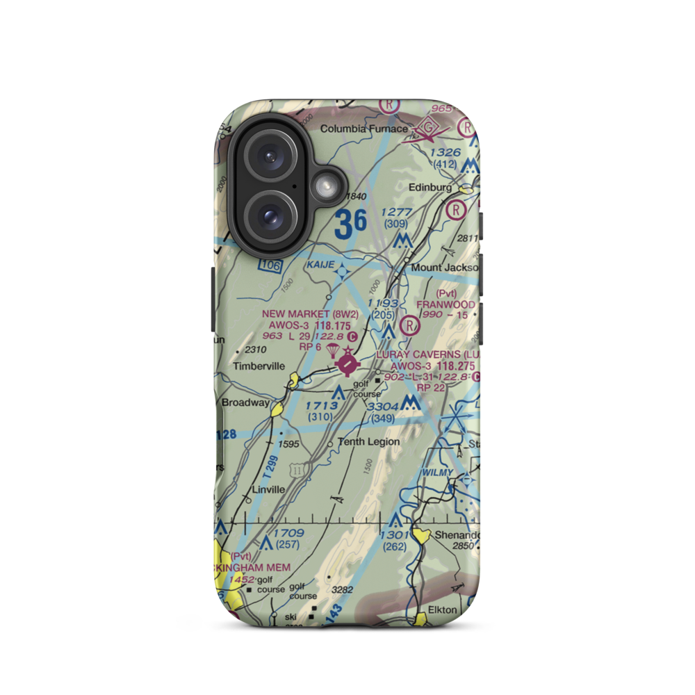 New Market Airport (8W2) VFR Sectional  Tough iPhone Case iPhone 16 model shown