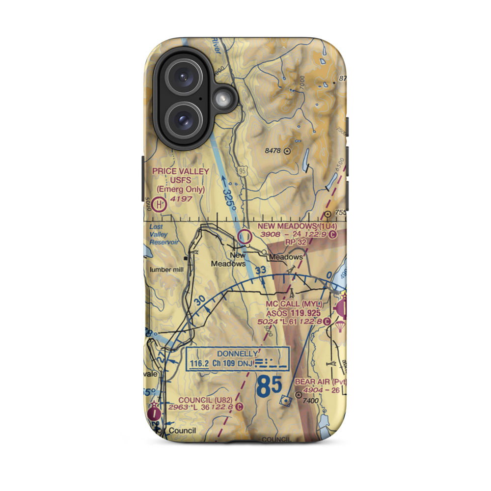 New Meadows Airport (1U4) VFR Sectional  Tough iPhone Case iPhone 16 Plus model shown