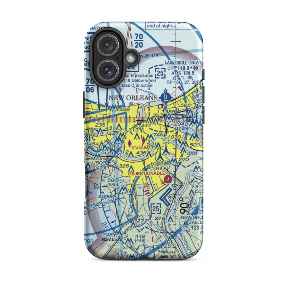 New Orleans Downtown Heliport (7N0) VFR Sectional  Tough iPhone Case iPhone 16 Plus model shown