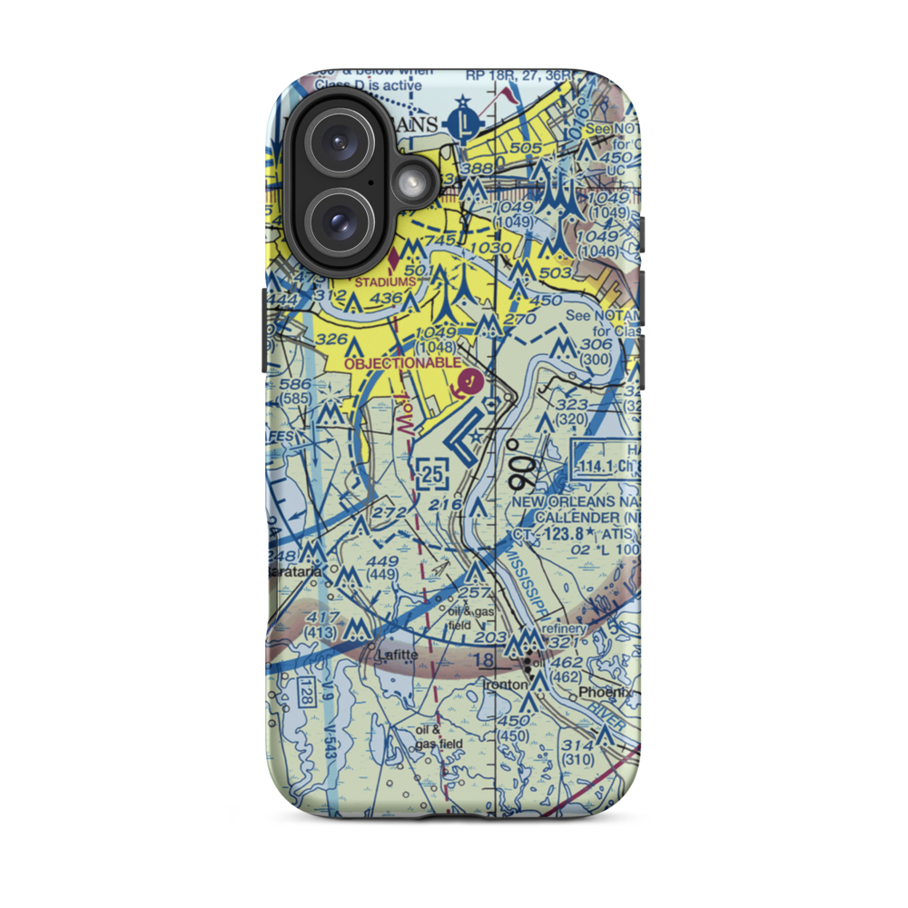 New Orleans NAS JRB/Alvin Callender Field (NBG) VFR Sectional  Tough iPhone Case iPhone 16 Plus model shown
