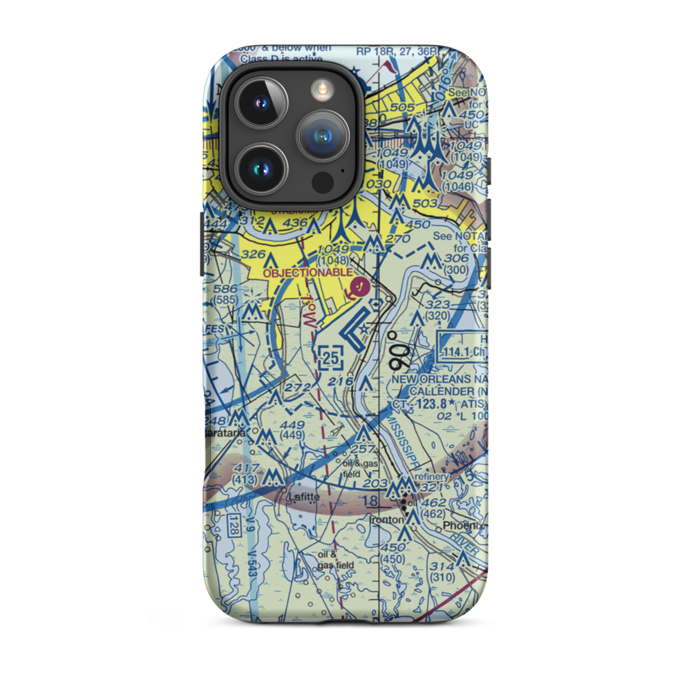 New Orleans NAS JRB/Alvin Callender Field (NBG) VFR Sectional  Tough iPhone Case iPhone 16 Pro Max model shown