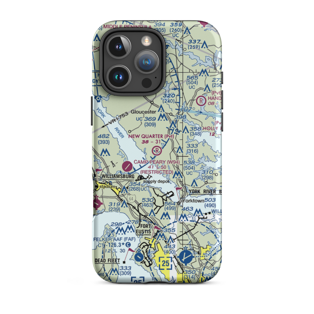 New Quarter Farm Airport (92VA) VFR Sectional  Tough iPhone Case iPhone 16 Pro Max model shown