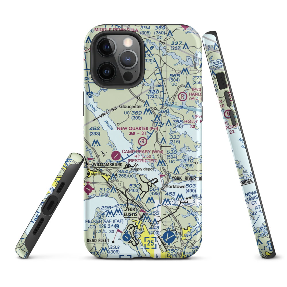 New Quarter Farm Airport (92VA) VFR Sectional  Tough iPhone Case iPhone 12 Pro Max model shown
