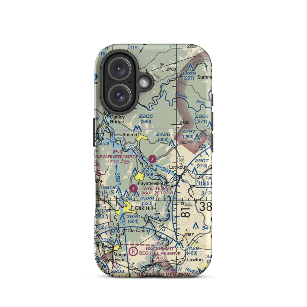 New River Gorge Airport (WV32) VFR Sectional  Tough iPhone Case iPhone 16 model shown