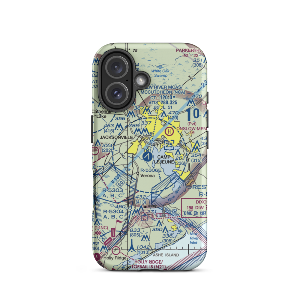 New River MCAS /H/ /Mccutcheon Fld/ Airport (NCA) VFR Sectional  Tough iPhone Case iPhone 16 model shown