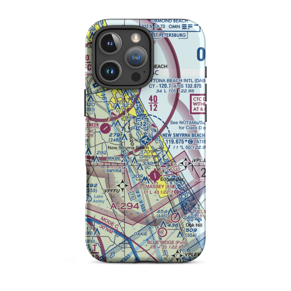 New Smyrna Beach Municipal Airport (EVB) VFR Sectional  Tough iPhone Case iPhone 16 Pro Max model shown
