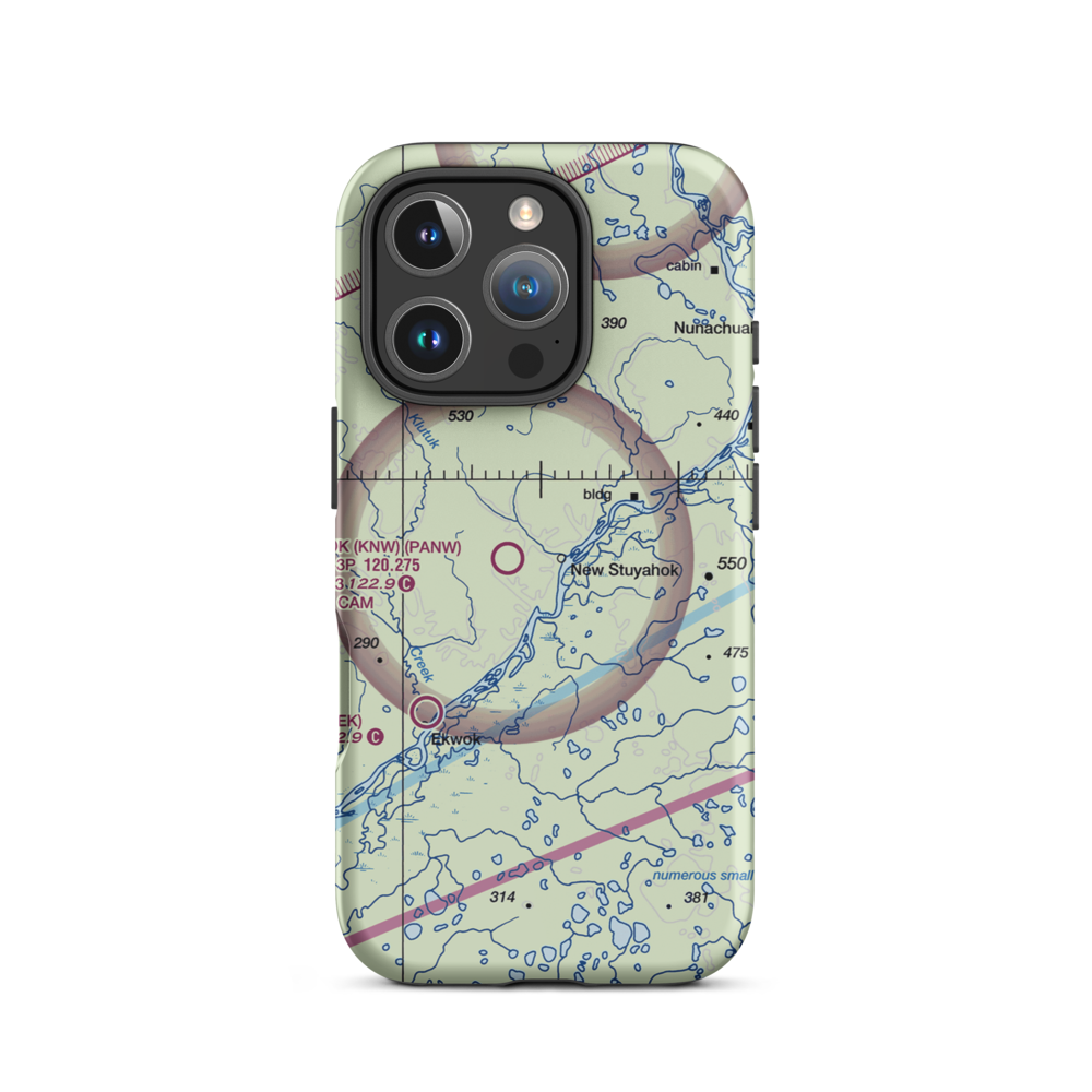 New Stuyahok Airport (KNW) VFR Sectional  Tough iPhone Case iPhone 16 Pro model shown