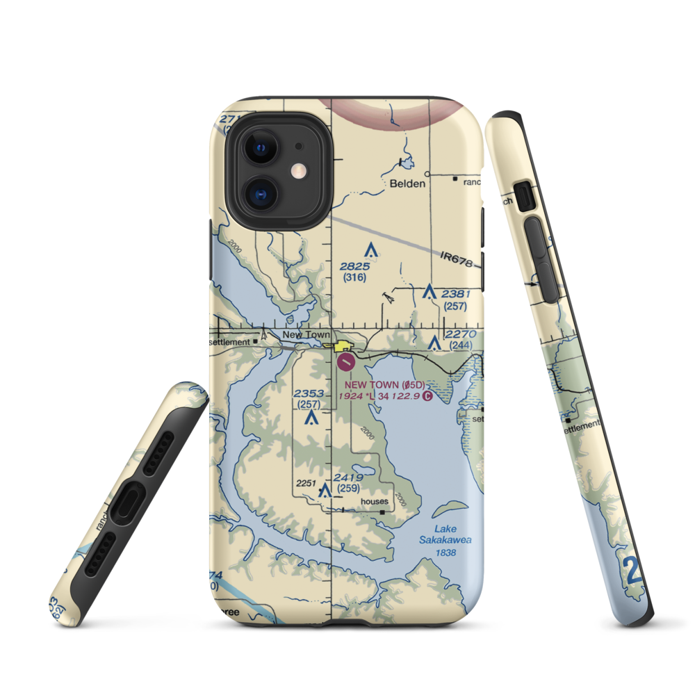 New Town Municipal Airport (05D) VFR Sectional  Tough iPhone Case iPhone 11 model shown