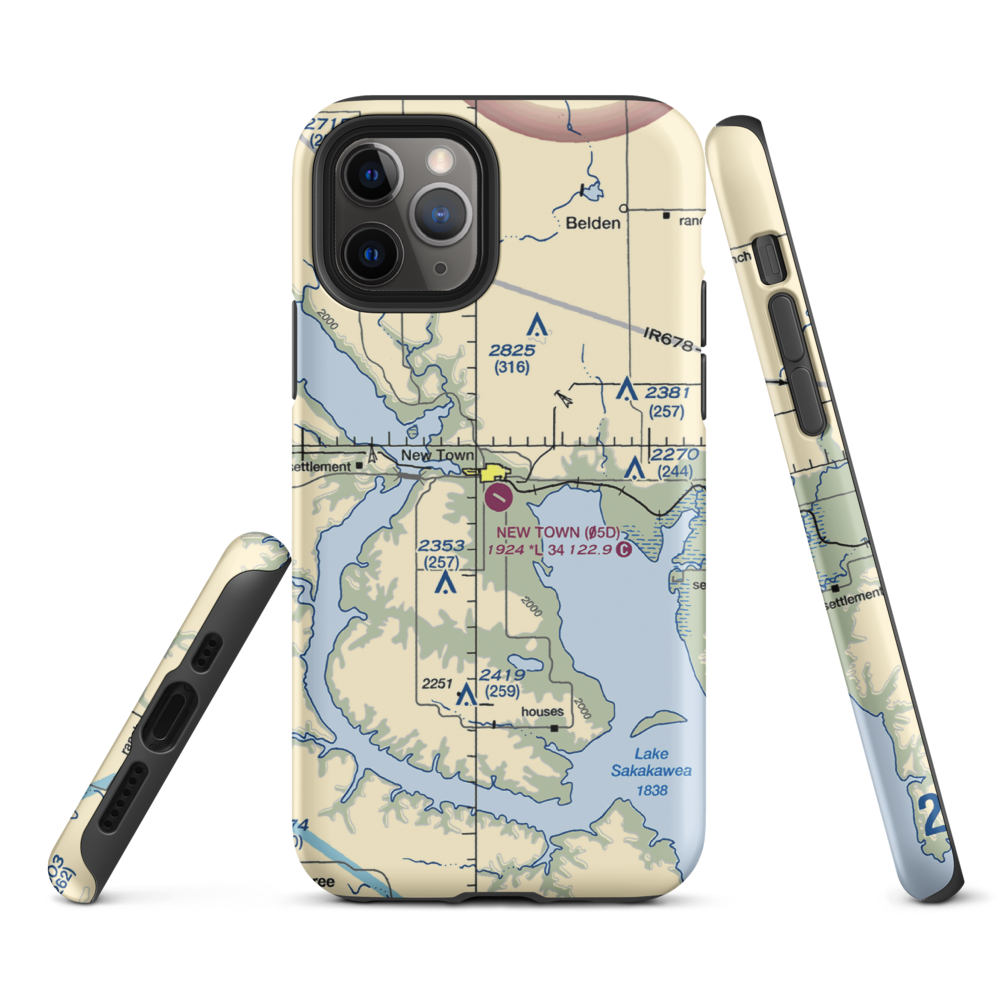 New Town Municipal Airport (05D) VFR Sectional  Tough iPhone Case iPhone 11 Pro model shown
