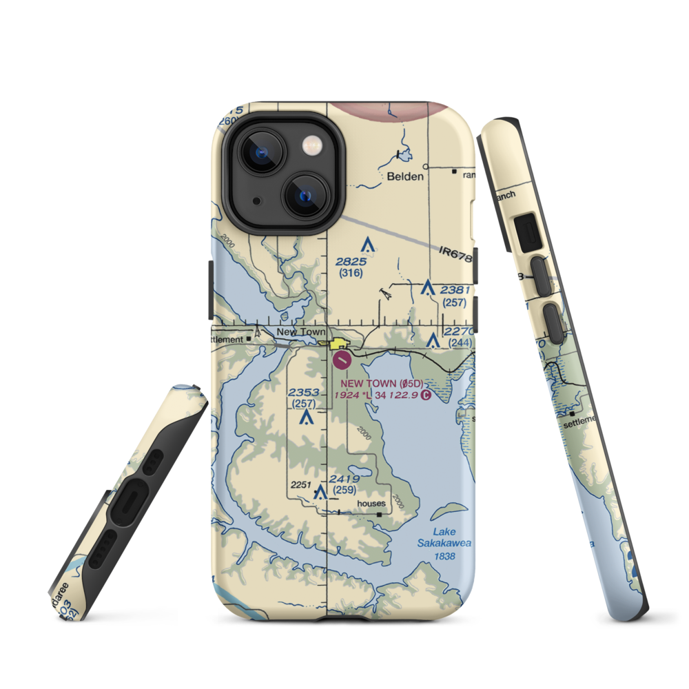 New Town Municipal Airport (05D) VFR Sectional  Tough iPhone Case iPhone 14 model shown