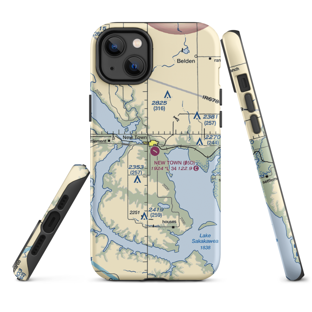 New Town Municipal Airport (05D) VFR Sectional  Tough iPhone Case iPhone 14 Plus model shown