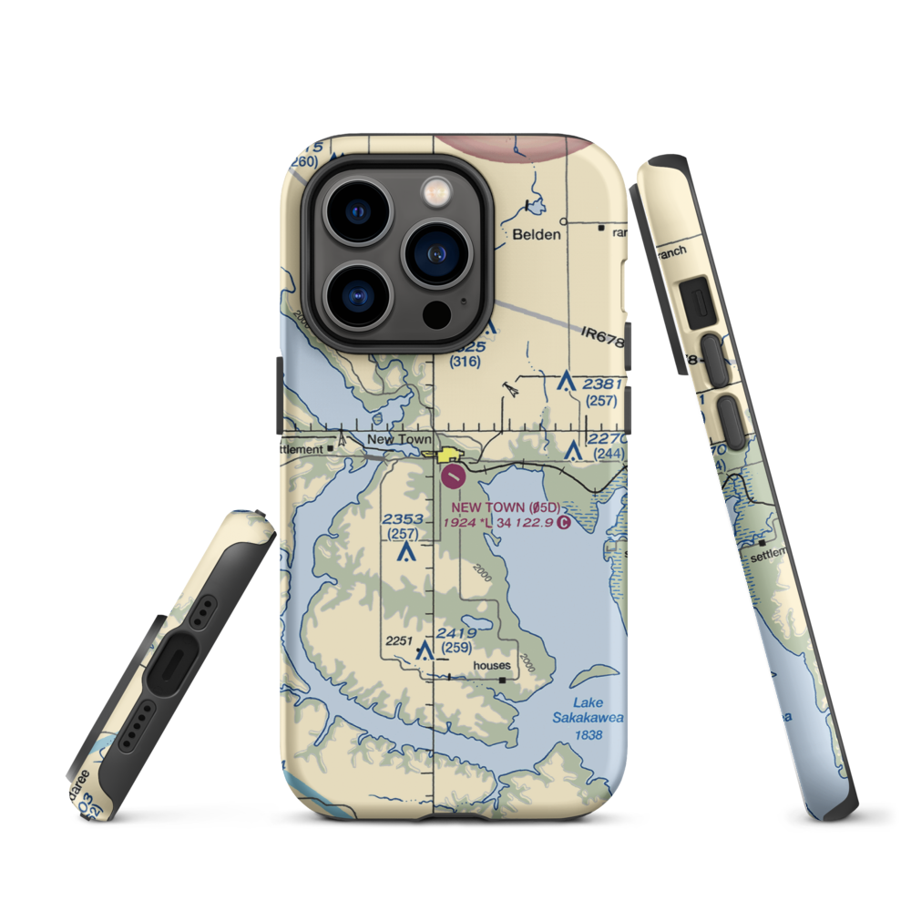 New Town Municipal Airport (05D) VFR Sectional  Tough iPhone Case iPhone 14 Pro model shown