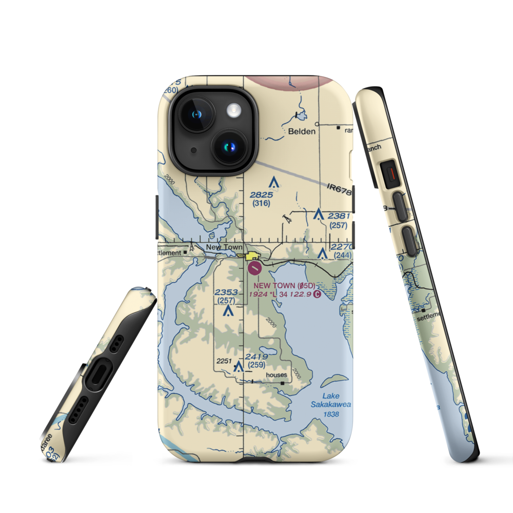 New Town Municipal Airport (05D) VFR Sectional  Tough iPhone Case iPhone 15 model shown
