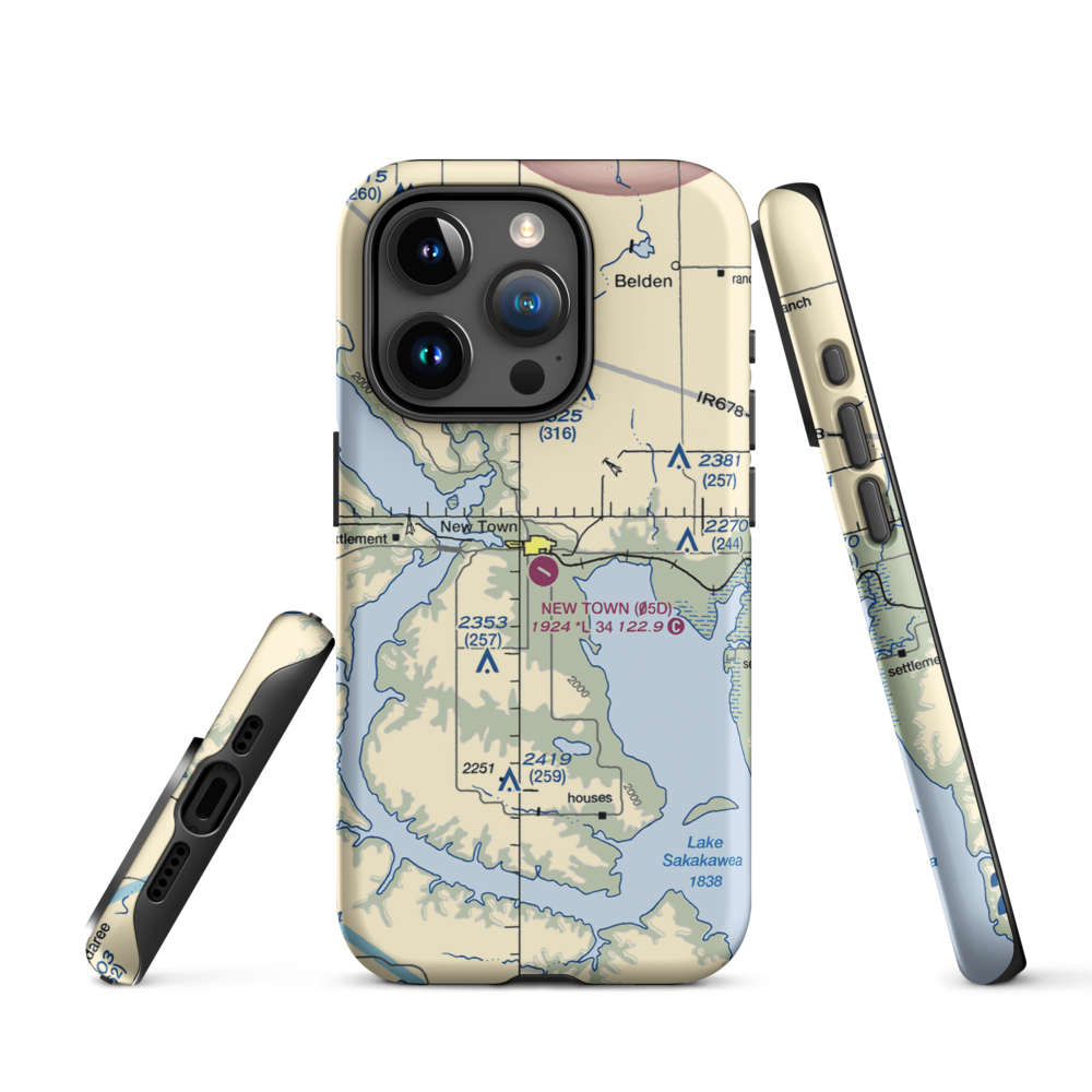 New Town Municipal Airport (05D) VFR Sectional  Tough iPhone Case iPhone 15 Pro model shown