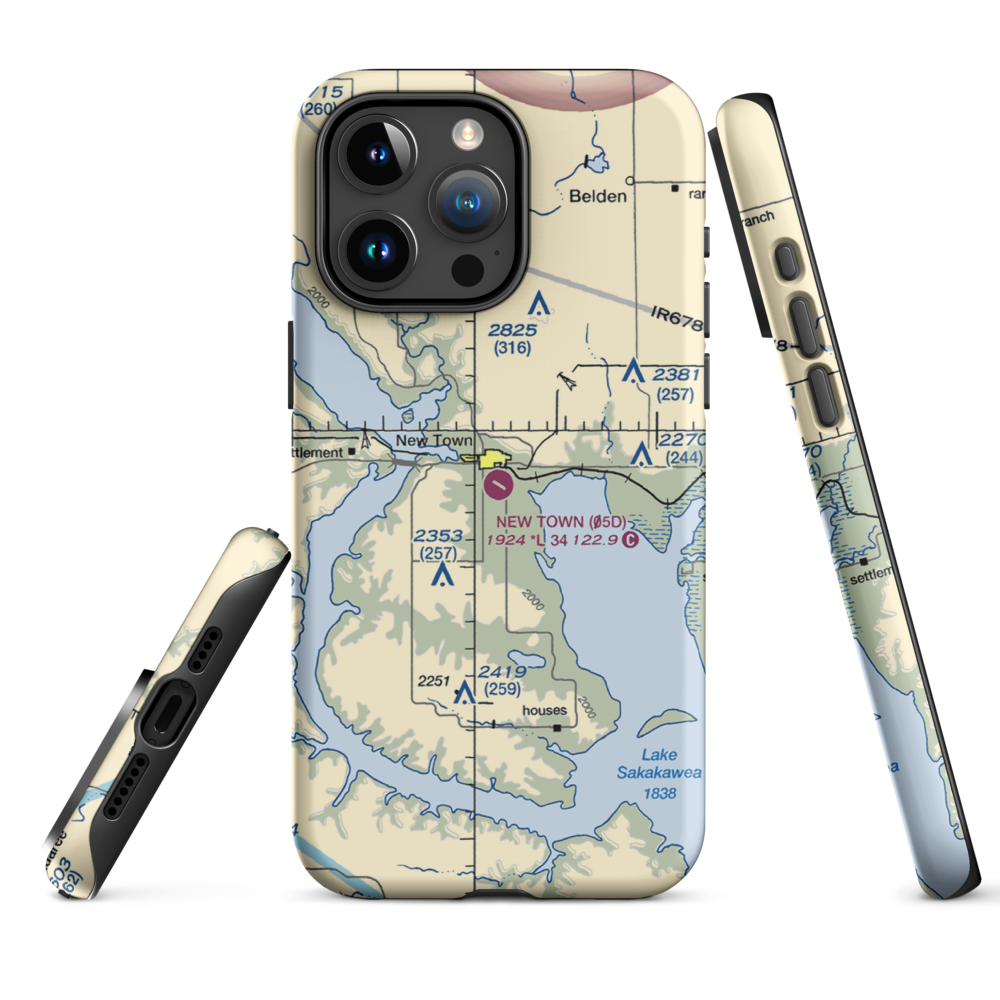 New Town Municipal Airport (05D) VFR Sectional  Tough iPhone Case iPhone 15 Pro Max model shown