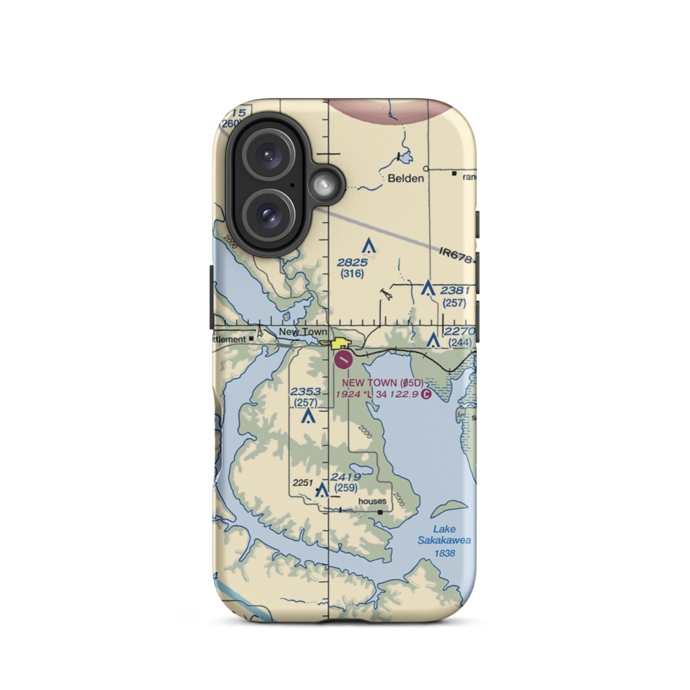 New Town Municipal Airport (05D) VFR Sectional  Tough iPhone Case iPhone 16 model shown